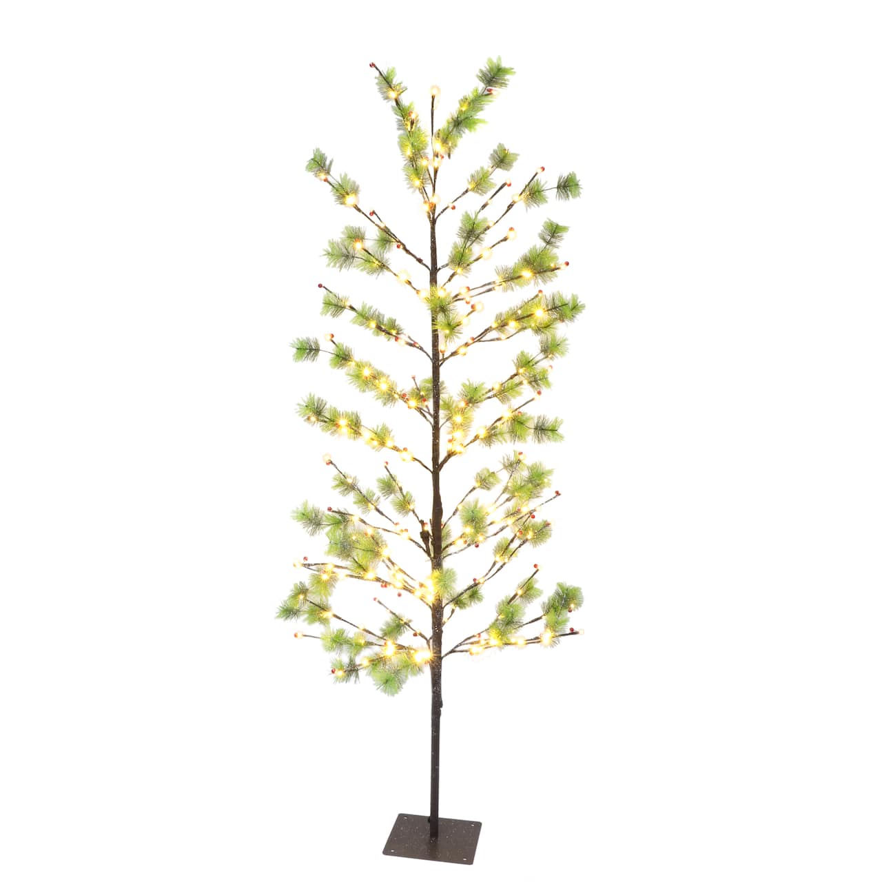 6ft. Pre-Lit Twig Artificial Christmas Tree, White LED Twinkle Lights
